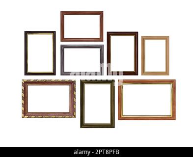 Set of empty picture frames with free space inside, isolated on white Stock Photo