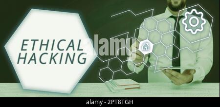 Inspiration showing sign Ethical Hacking, Business approach a legal attempt of cracking a network for penetration testing Stock Photo