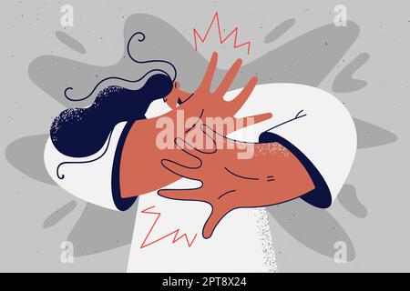 Stop gesture. Woman refuse. Decline hand sign isolated on white ...