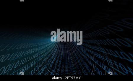 Driving Through Binary Data Tunnel Stock Photo