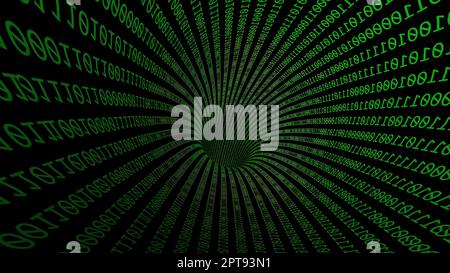 Driving Through Binary Data Tunnel Stock Photo