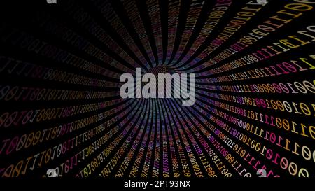Driving Through Binary Data Tunnel Stock Photo
