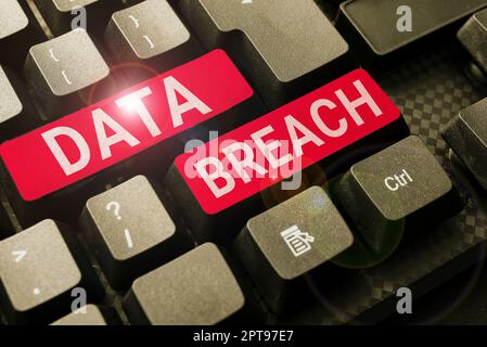 Writing displaying text Data Breach, Business concept unauthorized release of confidential and secured details Stock Photo