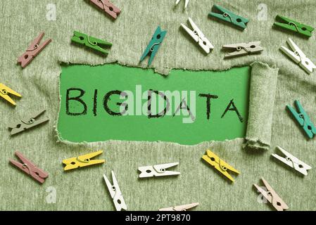 Conceptual caption Big Data, Word for sets that so complex that traditional software cant deal with them Stock Photo