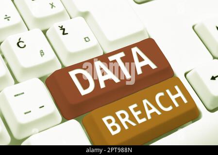 Writing displaying text Data Breach, Business showcase unauthorized release of confidential and secured details Stock Photo