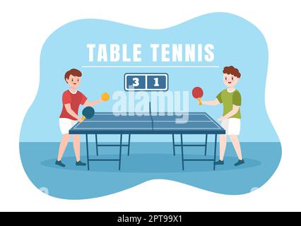 Cute Kids Playing Table Tennis Sports with Racket and Ball of Ping Pong  Game Match in Flat Cartoon Hand Drawn Templates Illustration Stock Photo -  Alamy, ping pong game 