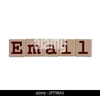 the word Email formed with wooden dowels  on a transparent background Stock Photo