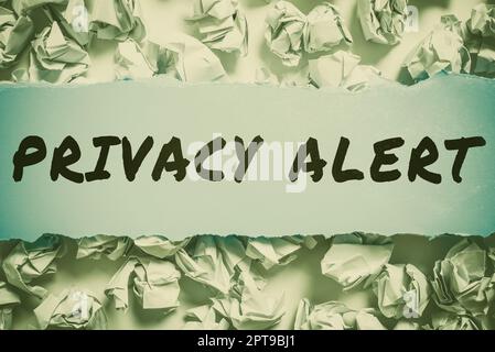 Writing displaying text Privacy Alert, Conceptual photo warns the user from the risk that may steal your data Stock Photo