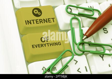 Writing displaying text Internet Of Everything, Word for smart modern city and wireless communication network Stock Photo