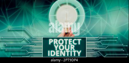 Conceptual caption Protect Your Identity, Business approach secure from data breach and information security Stock Photo