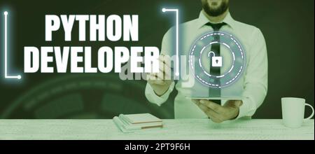 Text caption presenting Python Developer, Business approach employees are rewarded for introducing suitable recruits Stock Photo