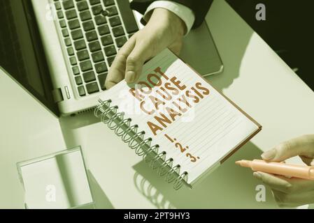 Sign displaying Root Cause Analysis, Business idea Method of Problem Solving Identify Fault or Problem Stock Photo