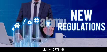 Conceptual caption New RegulationsRegulation controlling the activity usually used by rules., Business idea Regulation controlling the activity usuall Stock Photo