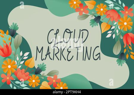 Sign displaying Cloud MarketingThe process of an organisation to market their services, Word for The process of an organisation to market their servic Stock Photo