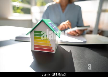 Energy Efficient House House Audit And Rate Label Stock Photo