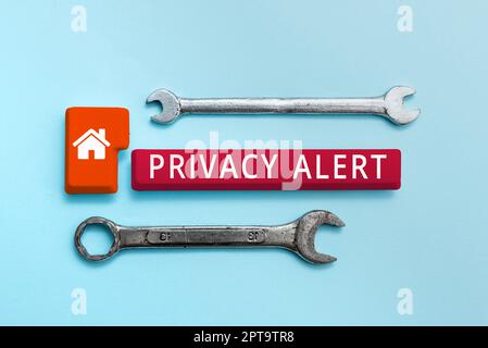 Writing displaying text Privacy Alert, Word Written on warns the user from the risk that may steal your data Stock Photo