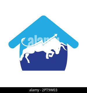 Financial bull logo design. Trade Bull Chart, finance logo. Economy finance chart bar business productivity logo icon. Stock Vector