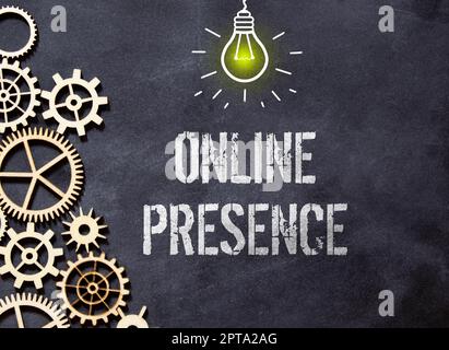 Writing displaying text Online Presence. Concept meaning existence of someone that can be found via an online search Stock Photo