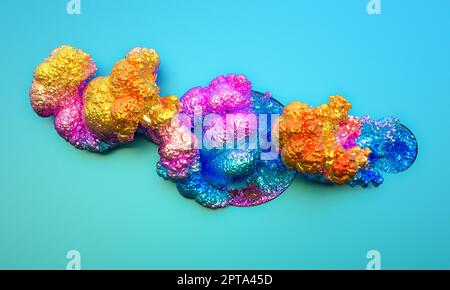 abstract background with iridescent cloud on a light blue background. 3d render Stock Photo
