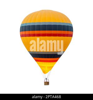 yellow balloon with horizontal stripes isolated on white Stock Photo