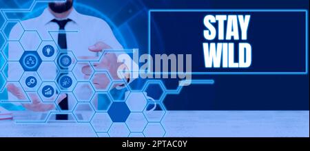 Conceptual hand writing showing Stay Wild. Concept meaning end up being  extremely energetic throughout the entire day Exploding Cracking Breaking  Spee Stock Photo - Alamy