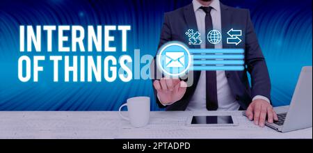 Text showing inspiration Internet Of Thingsconnection of Devices to the Net to Send Receive Data, Business idea connection of Devices to the Net to Se Stock Photo