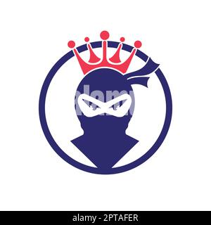 King Ninja vector logo design. Crown logo design combined with ninja. Stock Vector