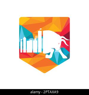 City bull vector logo design. Building and bull combination vector design logo. Stock Vector