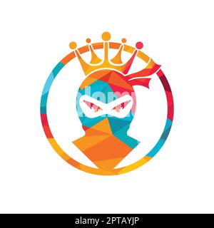 King Ninja vector logo design. Crown logo design combined with ninja. Stock Vector