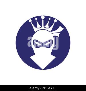 King Ninja vector logo design. Crown logo design combined with ninja. Stock Vector