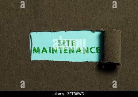 Handwriting text Site Maintenance, Business approach Monitoring and regularly checking your website for issues Thinking New Writing Concepts, Breaking Stock Photo