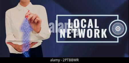 Text showing inspiration Local Network, Internet Concept Intranet LAN Radio Waves DSL Boradband Switch Connection Stock Photo