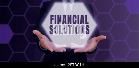 Text sign showing Financial Solutions. Conceptual photo to Save Money ...