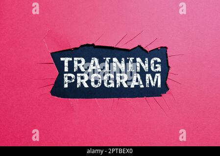 Text sign showing Training Program, Concept meaning a list of things to be checked or done for the planned trip Important Idea Shown On Phone On Desk Stock Photo
