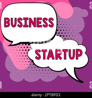 Inspiration showing sign Business Startup. Word for during the first stage of launching commerce operations Design Drawing Of Some Comic Frames As Background With Speech Bubbles Stock Photo