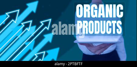 Writing displaying text Organic Products, Word Written on work environment in which the use of paper is eliminated Stock Photo