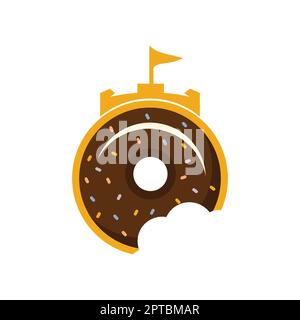 Donut fort vector logo design. Castle bakery logo concept. Stock Vector