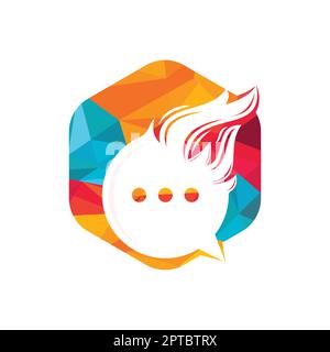 Fire chat vector logo design. Flame talk logo design. Stock Vector