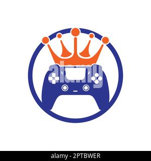 Game king vector logo design. Gamepad with crown vector icon design. Stock Vector