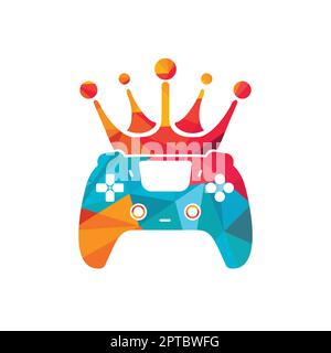 Game king vector logo design. Gamepad with crown vector icon design. Stock Vector