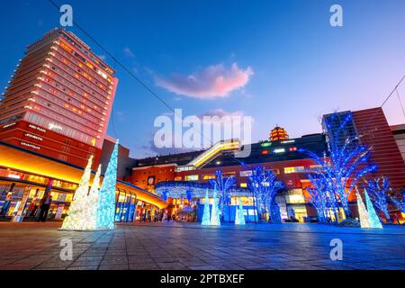 Oita, Japan - Nov 26 2022: Oita Station is a major station in the Kyushu region, connect Oita to other prefectures such as Fukuoka and Kumamoto and  a Stock Photo