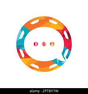 Gear chat vector logo design template. Gear bubble chat vector logo. Stock Vector