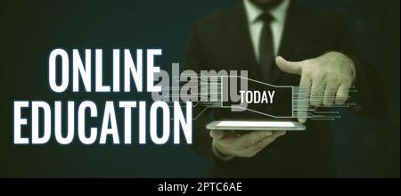 Writing displaying text Online Education, Business overview promoting products and services through the internet Stock Photo