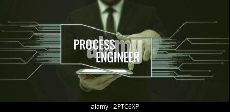 Text caption presenting Process Engineer, Business showcase deciding how to go about producing a particular product Stock Photo