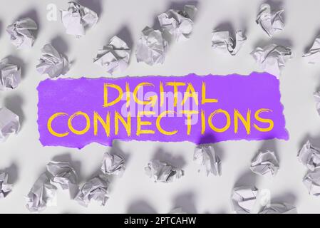 Writing displaying text Digital Connections, Word Written on virtual network linking user to his or her contacts Abstract Breakthrough New Ideas, Rene Stock Photo