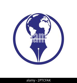 Pen nib and globe logo vector. Education Logo. Institutional and educational vector logo design. Stock Vector