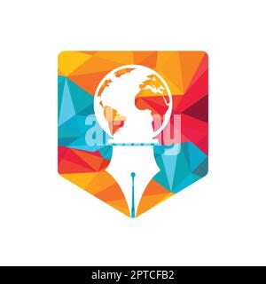 Pen nib and globe logo vector. Education Logo. Institutional and educational vector logo design. Stock Vector