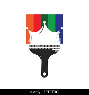 King paint vector logo design. Crown and paint brush icon Stock Vector ...