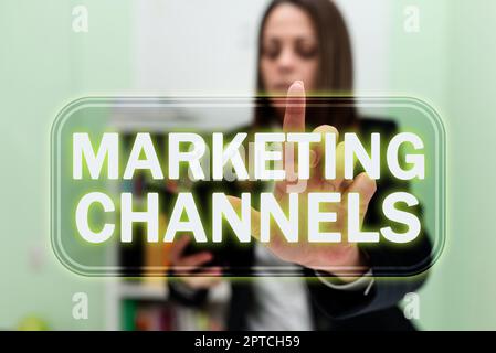 Conceptual caption Marketing Channels, Business showcase the necessary to transfer the ownership of goods Stock Photo