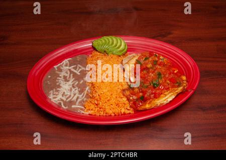 Authentic Mexican cuisine known as Huevos Rancheros Stock Photo